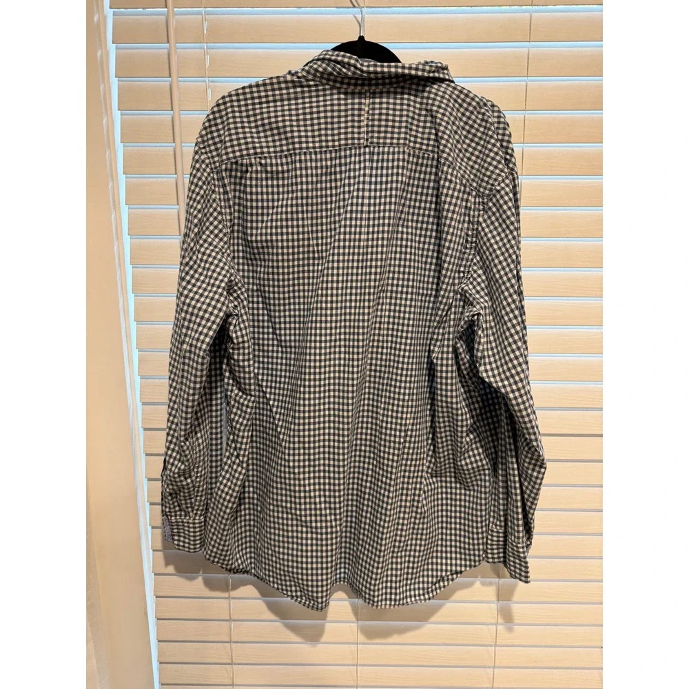 Banana Republic Mens XXL Slim Fit Custom 078 Wash Shirt Navy Gingham Button Down